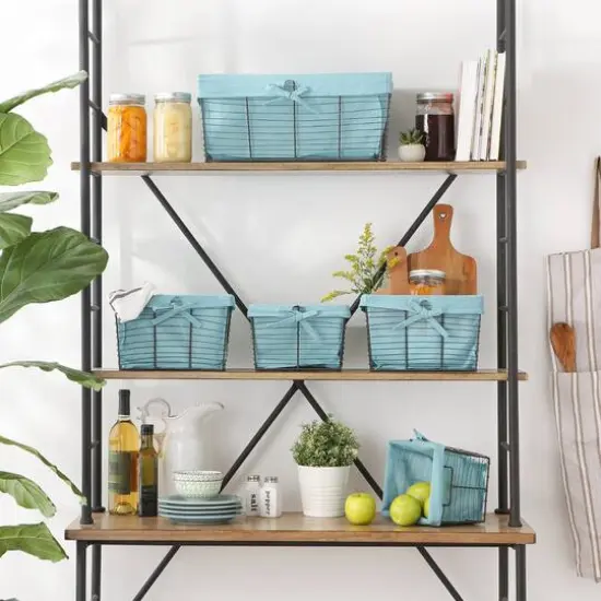 DII&reg; Vintage Gray Wire Basket with Aqua Liner, 5ct. {6}