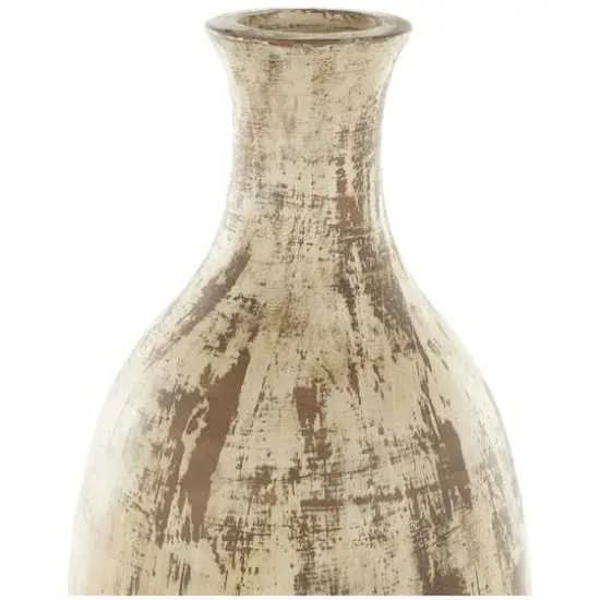 Brown Ceramic Antique Style Distressed Vase {5}