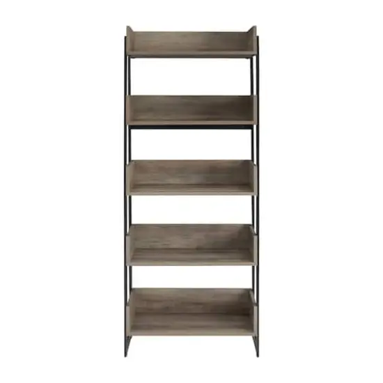 Walker Edison 64" Graywash 5-Shelf Bookshelf {8}