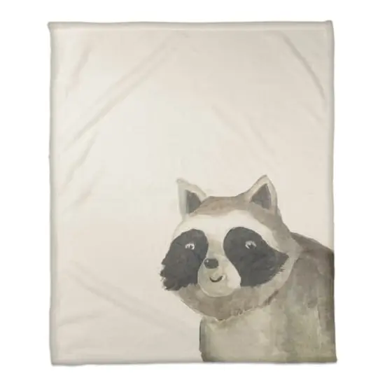 50" x 60" Hello Raccoon Coral Fleece Blanket {1}