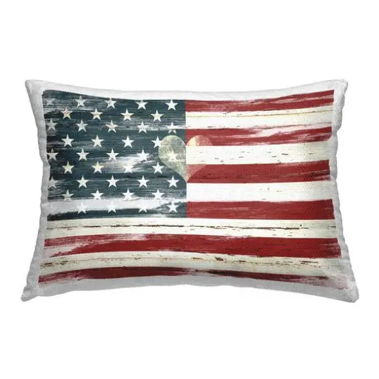 Stupell Industries Heart Of America Flag Outdoor Printed Pillow {1}