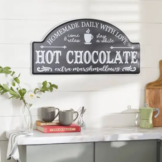 30" Black Hot Chocolate Farmhouse Wall Sign {13}