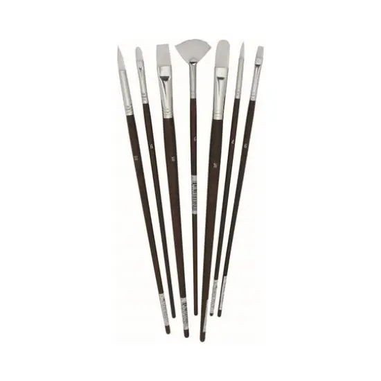 Art Advantage 144 Piece Assorted Long Handle White Nylon Brush Set {1}
