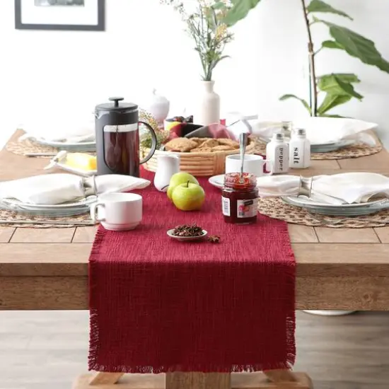 DII&reg; 72" Basket Fringe Table Runner Cranberry {7}