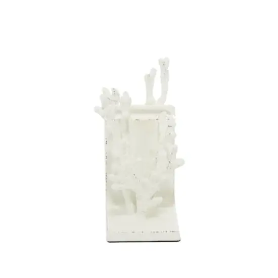 7" Coral Metal Bookend Set White {3}