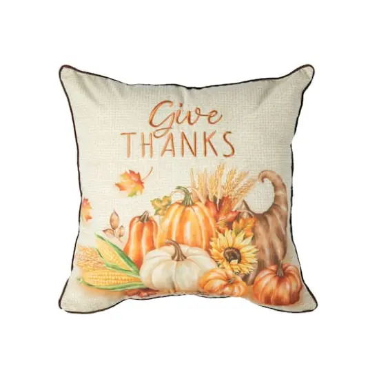 Glitzhome&reg; 18" Thanksgiving Embroidered Pillow {1}