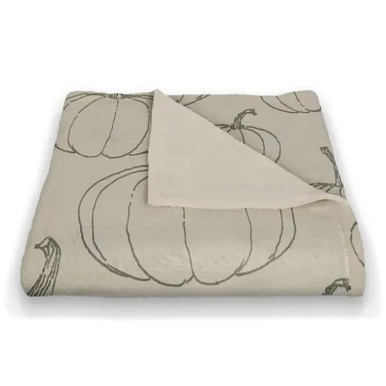 White Pumpkin Patterned Coral Fleece Blanket {3}