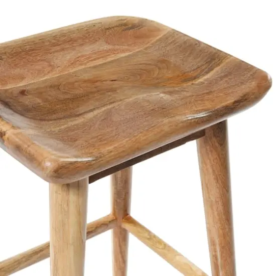 Brown Wood Contemporary Stool, 24" x 17" x 14" {5}