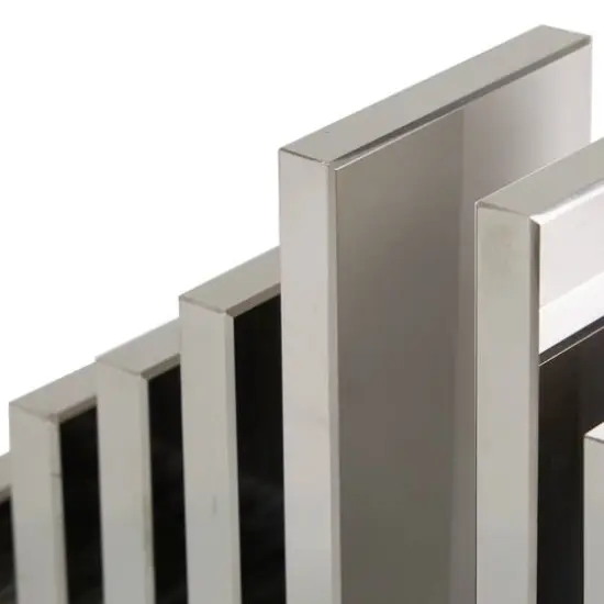 6" Silver Crystal Geometric Pyramid Bookends Set {7}