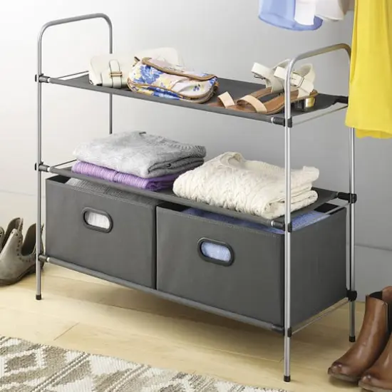 Whitmor Gray 3 Tier Shelves with 2 Drawers {4}