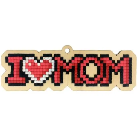 Wizardi Diamond Painting Ornament Kit I Love Mom {1}