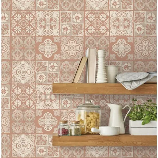 RoomMates Marrakesh Tile Peel & Stick Wallpaper Clay/Gray {6}