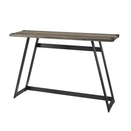Walker Edison Gray Wash Faux Wrap Modern Industrial Entry Table {1}
