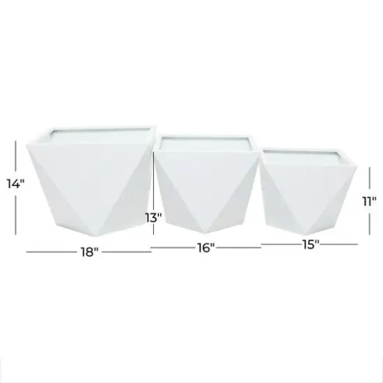 White Modern Planter, Set of 3" 18", 16", 15" {8}