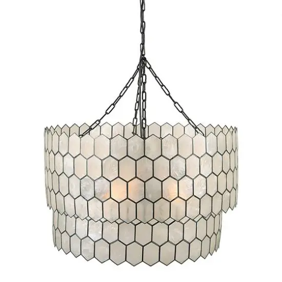 Hello Honey&reg; Capiz 2-Tier Honeycomb Chandelier Black {8}