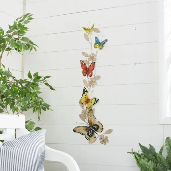 Multi Colored Butterfly Metal Outdoor Wall Accent {7}