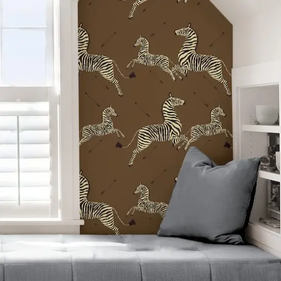 Scalamandre Brown Zebra Safari Peel & Stick Wallpaper {6}