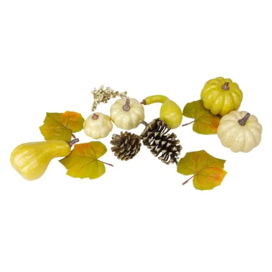 Crackled & Glittered Fall Pumpkin, Gourd, Berry & Pinecone Decoration Set {3}