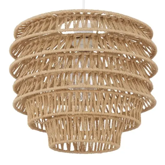 Hello Honey&reg; 15.25" Natural Boho Handwoven Paper Rope & Metal Ceiling Pendant Lamp {4}
