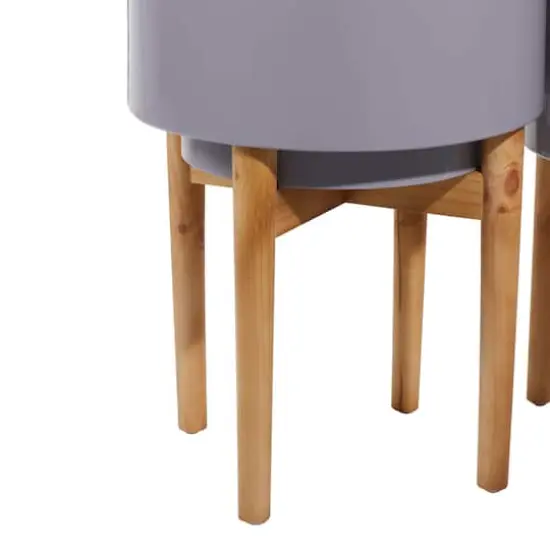 Gray Iron Contemporary Planter with Natural Legs Set {7}