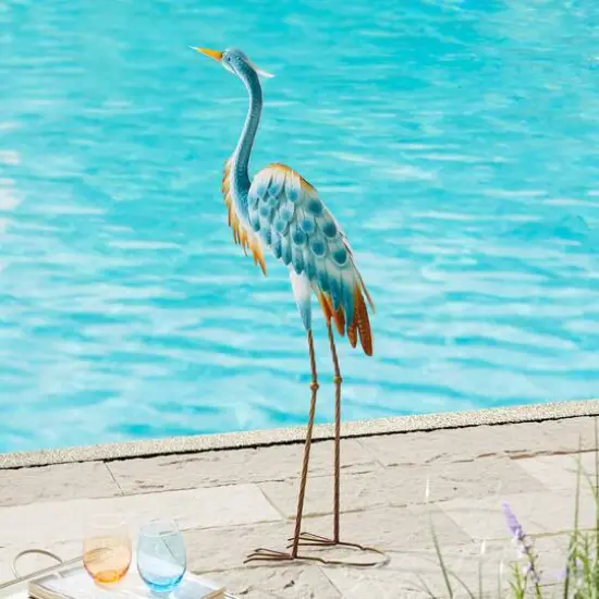 Glitzhome® Metal Standing Crane Garden Statue with Stakes Set {6}