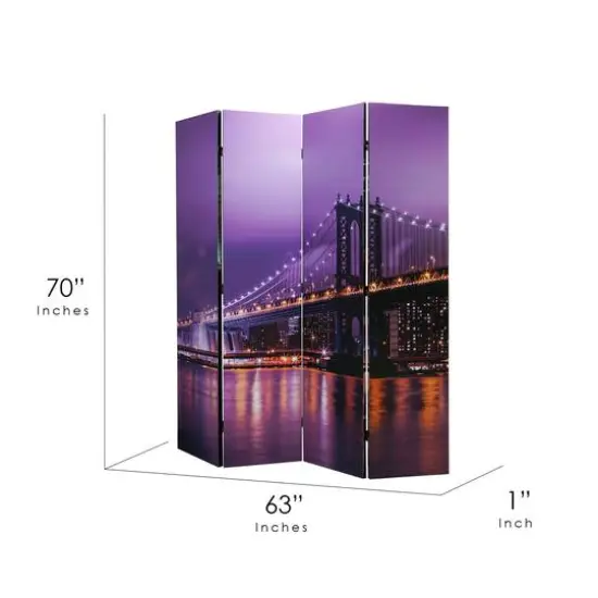 American Art Decor&trade; 6ft. Double-Sided 4-Panel Brooklyn Bridge Canvas Portable Privacy Screen {8}