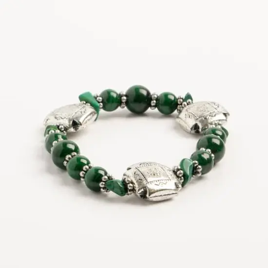 John Bead Malachite No.99 Natural Stone Stretch Bracelet {4}