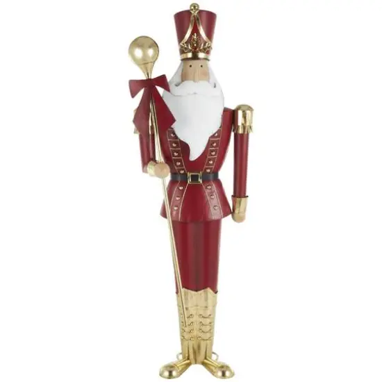52" Red Metal Nutcracker Standing Sculpture {1}