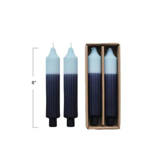 Hello Honey&reg; 8" Blue Two-Tone Unscented Pleated Taper Candles, 2ct. {5}