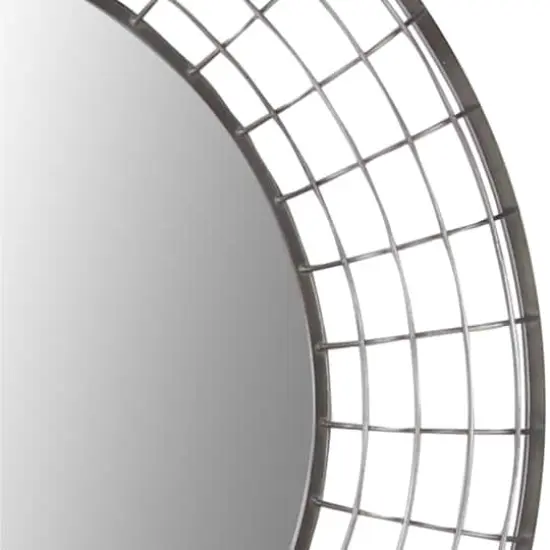 36" Black Industrial Metal Round Wall Mirror {5}