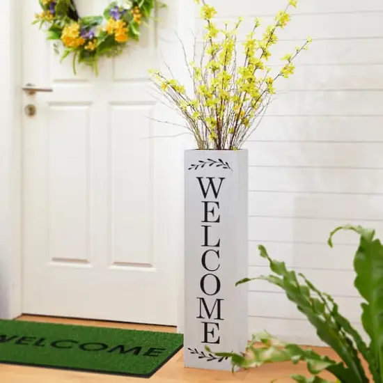 Glitzhome&reg; 30" Double Sided Solid White Boxed Welcome Porch Sign {4}