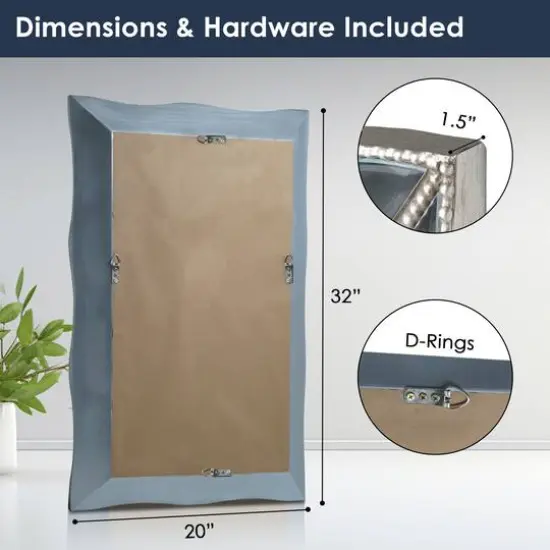 Head West Champagne Silver 24" x 36" Beaded Glass Scalloped Beveled Accent Vanity Mirror {8}