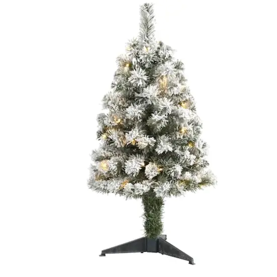 3ft. Pre-Lit Flocked West Virginia Fir Artificial Christmas Tree, Clear LED Lights {1}