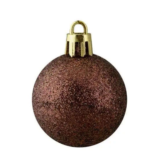 96ct. 1.5" 4-Finish Mocha Brown Shatterproof Ball Ornaments {6}
