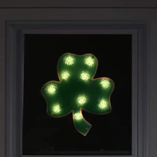 14" St. Patrick's Day Shamrock Lighted Window Silhouette Decoration {4}