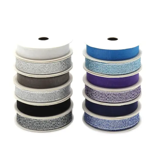 Gwen Studios 3/8" x 2yd. Sheer & Metallic Holiday Ribbon Pack, 24ct. {3}