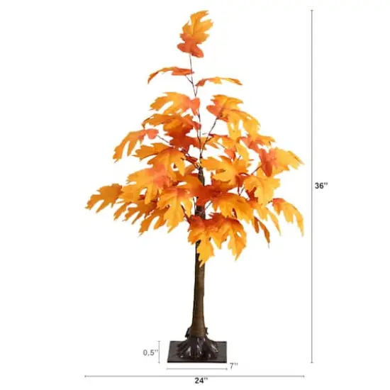 3ft. Pre-Lit Autumn Maple Artificial Fall Tree with 80 Warm White LED Lights {3}