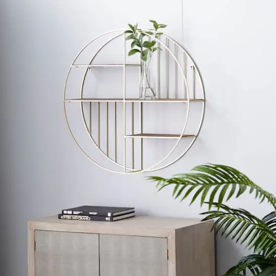 Gold Metal Modern Wall Shelf, 28" x 28" x 7" {9}