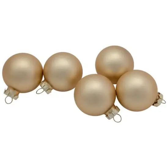 10ct. 1.75" Champagne Gold Shiny and Matte Glass Christmas Ball Ornaments {6}