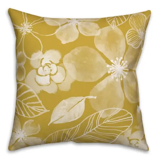 18" x 18" Watercolor Flowers Versatile Throw Pillow Yellow {1}