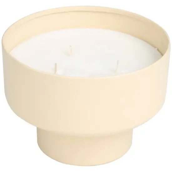 White Wax Sweet Bamboo Scented Candle with Elevated Matte Tan Container {6}