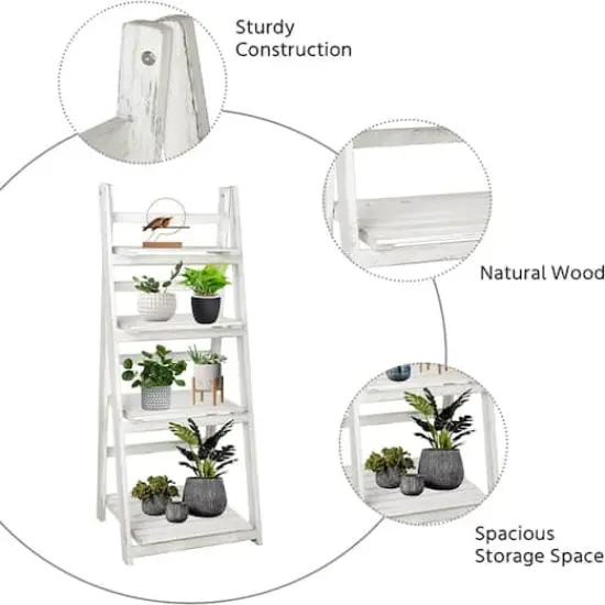 NEX&trade; 44" White 4 Tier Foldable Plant Shelf Storage Rack {5}