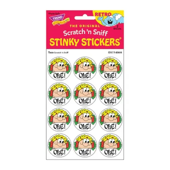 TREND Enterprises&reg; Ol&eacute;! Taco Scented Stickers, 6 Packs of 24 {3}