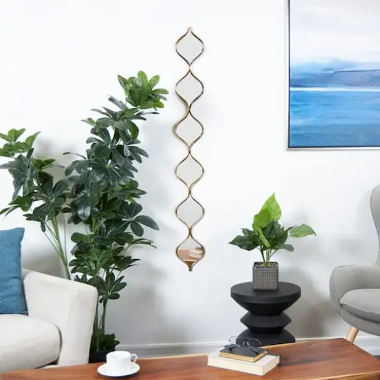 51" Gold Metal Slim Stacked Chain 6-Layer Wall Mirror with Tear Drop Pattern {3}