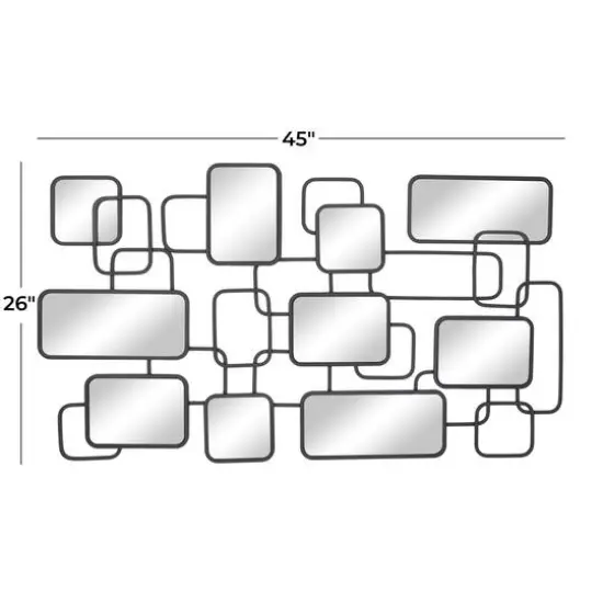 Black Modern Abstract Wall Mirror, 45" x 1" x 26" {6}