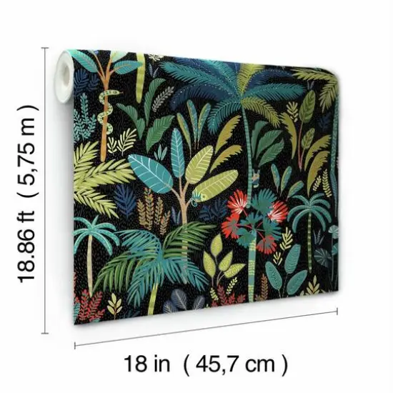 RoomMates Tropical Eden Peel & Stick Wallpaper Black and blue {8}