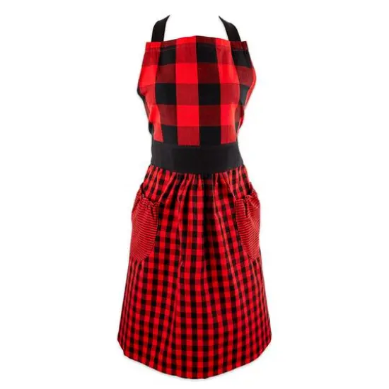 DII&reg; Gingham Print Apron Red and Black {1}
