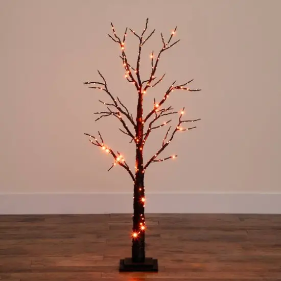 4ft. Pre-Lit LED Black Twig Artificial Halloween Tree {10}