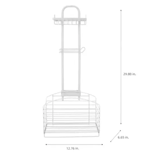 Bath Bliss Ellipse Collection White Adjustable Bathroom Organizer {4}