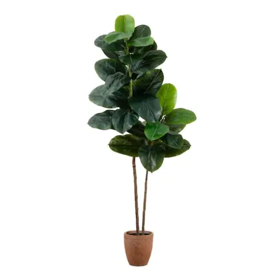 6ft. Rubber Tree in Decorative Planter with Real Touch Leaves {1}
